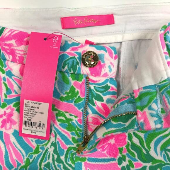 LILLY PULITZER Buttercup Knit Shorts Sz 10 Amalfi Blue Leaf It Wild Resort NWT - Picture 9 of 16
